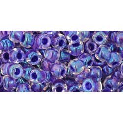 Japanese Toho Seed Beads Tube Round 6/0 Inside-Color Rainbow Crystal/Tanzanite-Lined TR-06-181