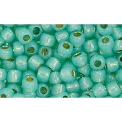 Japanese Toho Seed Beads Tube Round 6/0 PermaFinish - Translucent Silver-Lined Dk Peridot TR-06-PF2119