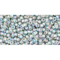 Japanese Toho Seed Beads Tube Round 11/0 Transparent-Rainbow Black Diamond TR-11-176