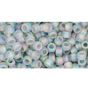 Japanese Toho Seed Beads Tube Round 8/0 Transparent-Rainbow Frosted Black Diamond TR-08-176AF