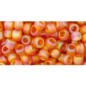 Japanese Toho Seed Beads Tube Round 6/0 Transparent-Rainbow Frosted Dk Topaz TR-06-162CF