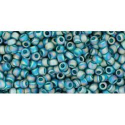 Japanese Toho Seed Beads Tube Round 11/0 Transparent-Rainbow Frosted Teal TR-11-167BDF