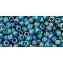 Japanese Toho Seed Beads Tube Round 8/0 Transparent-Rainbow Frosted Teal TR-08-167BDF