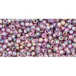 Japanese Toho Seed Beads Tube Round 11/0 Transparent Rainbow Med Amethyst TR-11-166B