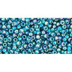 Japanese Toho Seed Beads Tube Round 11/0 Transparent-Rainbow Teal TR-11-167BD