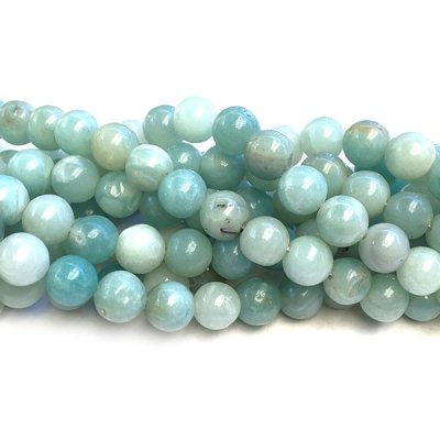Amazonite Beads Round 8mm Natural Blue - 1 Strand - Grade A