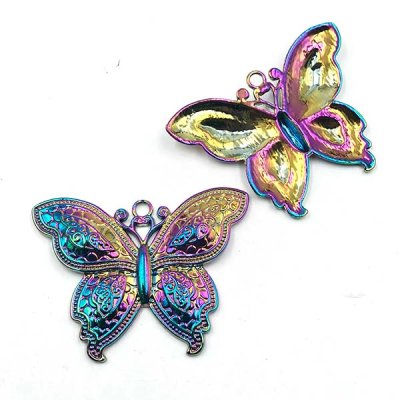 Cast Metal Pendant Butterfly Classic 53x71mm (1) Rack Plating Multi-color