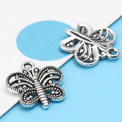Cast Metal Charm Butterfly Filigree Small 15x14mm (10) Antique Silver