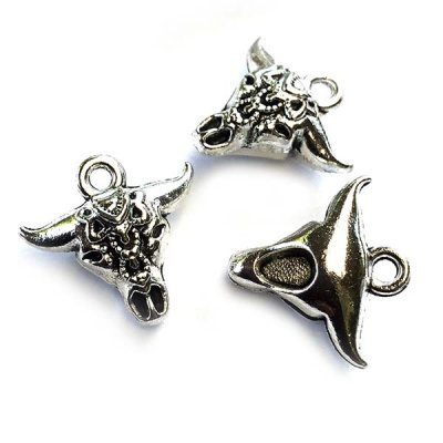 Cast Metal Charm Cow Solid Small 16x17mm (20) Antique Silver