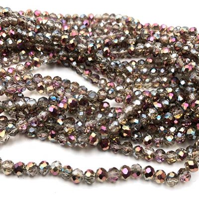 Imperial Crystal Bead Rondelle 4x6mm (95) Half Plated Metallic Rose Gold / Crystal