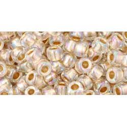 Japanese Toho Seed Beads Tube Round 6/0 Gold-Lined Rainbow Crystal TR-06-994