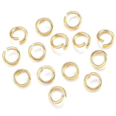 Jump Rings Surgical Stainless Steel 6x1mm (200) 18K Gold Plated