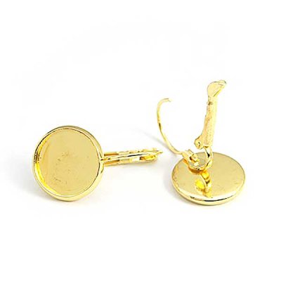 Kidney Earwire Setting Fits 12mm Round Brass 14x25x13mm (10) Gold