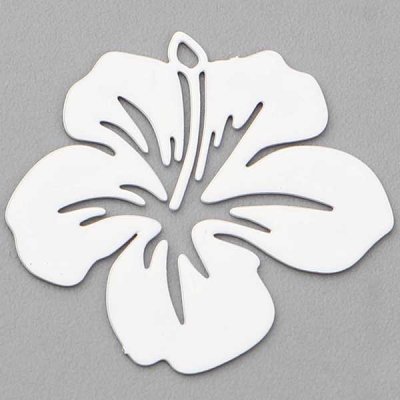 Cast Metal Charm Flower Hibiscus 21x19mm Thin (10) White