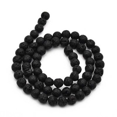Lava Beads Round 6mm (65) Black