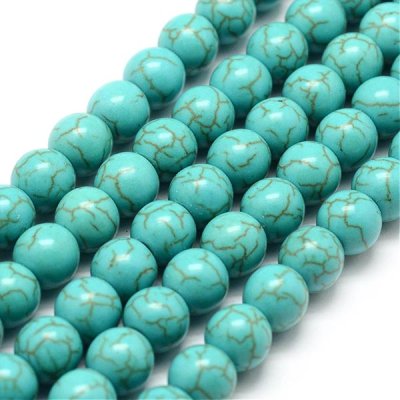 Turquoise (Synthetic) Beads Round 8mm (48) Green Blue