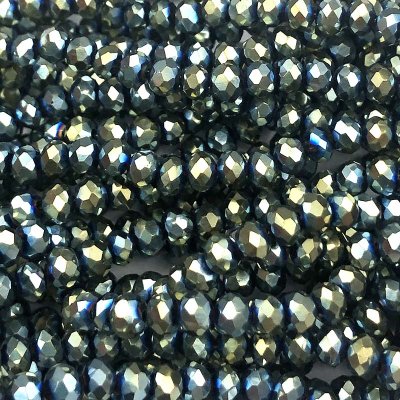 Imperial Crystal Bead Rondelle 3x4mm (120) Metallic Electroplated Green