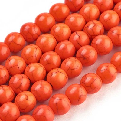 Howlite Reconstituted Beads Round 8mm (50) Orange