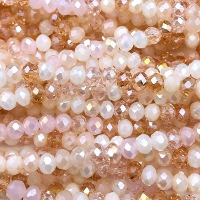 Imperial Crystal Bead Rondelle 4x6mm (95) Electroplated Mix Pink Apricot