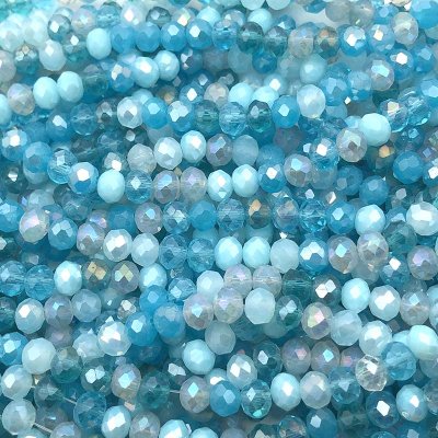 Imperial Crystal Bead Rondelle 4x6mm (95) Electroplated Mix Blue