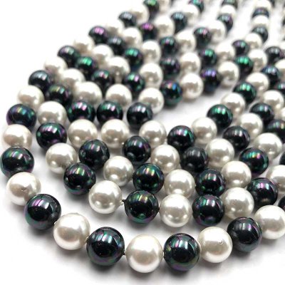 Shell Pearl Beads Round Grade A 8mm (48)  01 Mix Black White