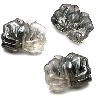 Glass Beads Lotus Flower 10x14mm (60) Pearl Luster Grey
