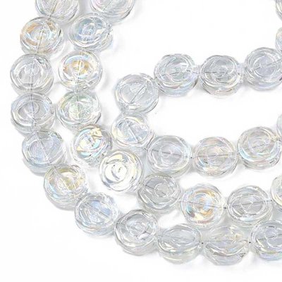 Glass Beads Rose Round 10mm (65) Electroplated Crystal AB
