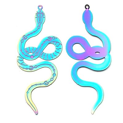 Stainless Steel Charm Thin Snake 63x25mm (2) 304 Multi-color