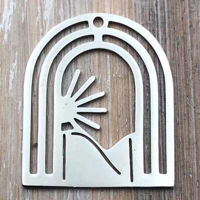 Stainless Steel Charm Arch 01 Mountains Sun 26x21mm (1) Original