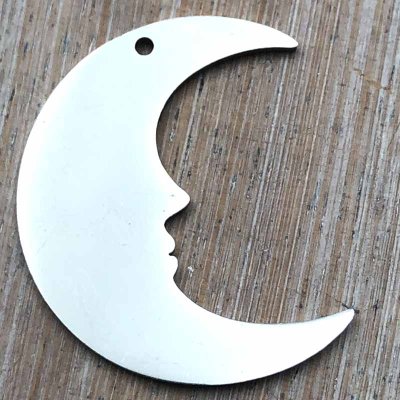 Stainless Steel Charm Moon 04 Solid 24x19mm (1) Original