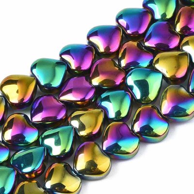 Glass Beads Heart 10mm (70) Electroplated Multi Coloured