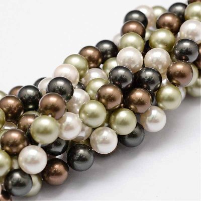 Shell Pearl Beads Round Grade A 8mm (48) 05 Mix Brown Black Olive