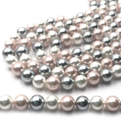 Shell Pearl Beads Round Grade A 8mm (48) 06 Mix Dusty Pink & Grey