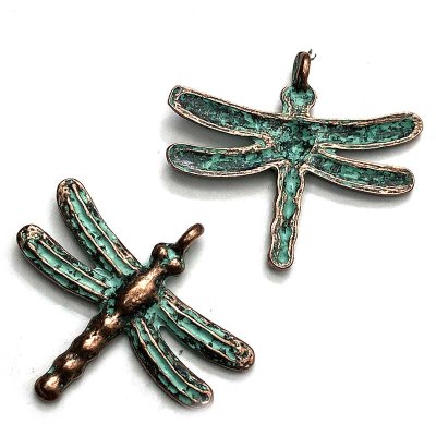 Cast Metal Charm Dragonfly 28x25mm (10) Antique Copper w/Patina