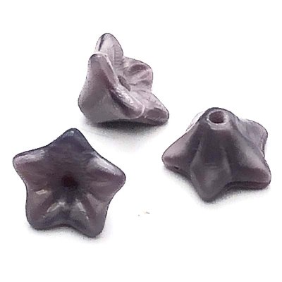 Czech Glass Beads Flower Bell Five Point 6x9mm (25) Purple Silk