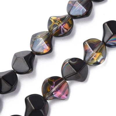 Glass Beads Twist 13mm (44) Electroplated Half Black