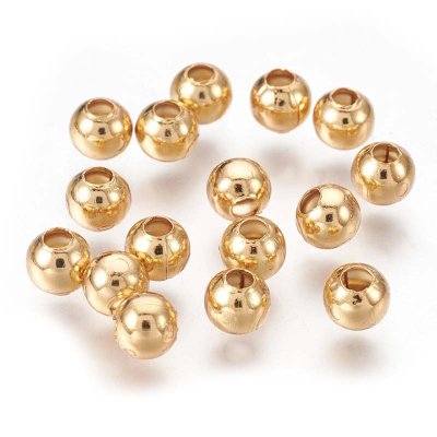 Spacer Beads Round 304 Stainless Steel 4x3.5mm (50) 24K Gold Plated