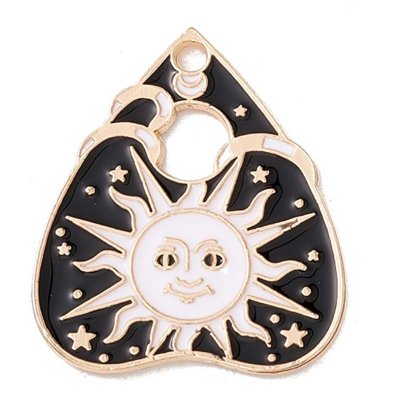 Cast Metal Charm Triangle Curved Sun 26x22mm (1) Gold