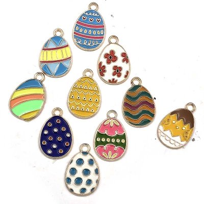 Cast Metal Charm Easter Eggs 22x14mm (10) Mix Gold