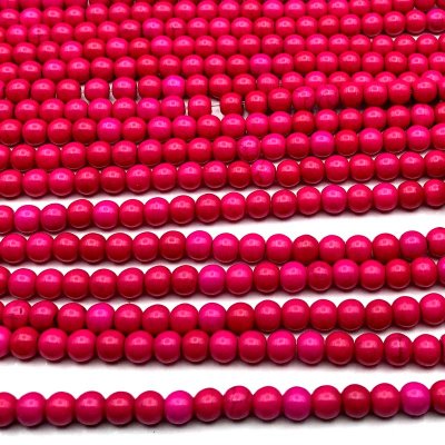 Howlite Reconstituted Beads Round 6mm (70) Fuchsia