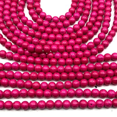 Howlite (Synthetic) Beads Round 8mm (50) Fuchsia