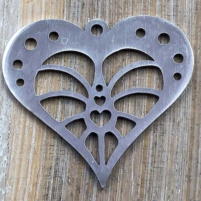 Stainless Steel Charm Heart 05 Patterned 23x26mm (1) Original