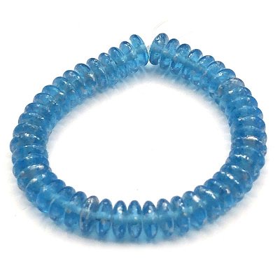 Czech Glass Beads Pressed Disc Spacer 6mm (50) Aqua Blue Transparent w/ Speckled Silver