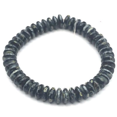 Czech Glass Beads Pressed Disc Spacer 6mm (50) Jet Black Opaque w/Picasso Finish