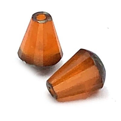 Czech Glass Beads Faceted Drop Top Cut 8x6mm (15) Orange Opaline with Picasso Finish