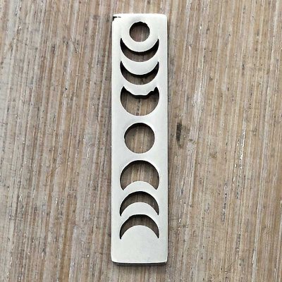 Stainless Steel Charm Moon Phases Rectangle Small 26x6mm  (1) Original