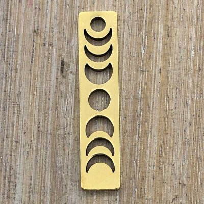 Stainless Steel Charm Moon Phases Rectangle Small 26x6mm  (1) 18k Gold Plated