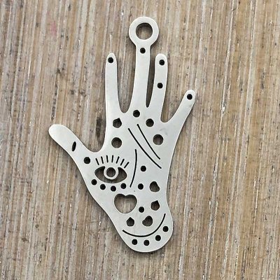 Stainless Steel Charm Hand 05 Patterned 22x14mm (1) 304 Original