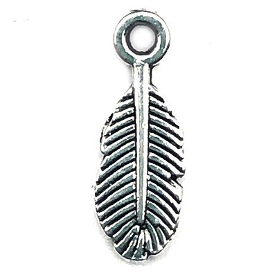 Cast Metal Charm Feather 01 Small 12x4mm (100) Antique Silver