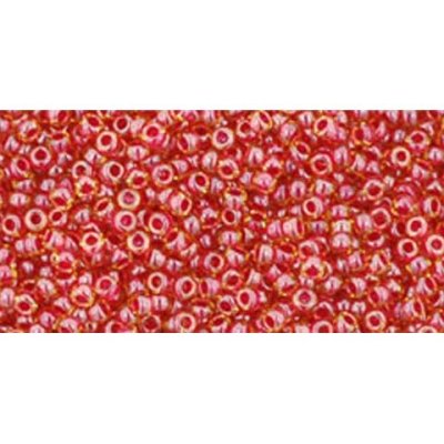 Japanese Toho Seed Beads Tube Round 15/0 Inside-Color Lt Topaz/Pomegranate-Lined TR-15-365